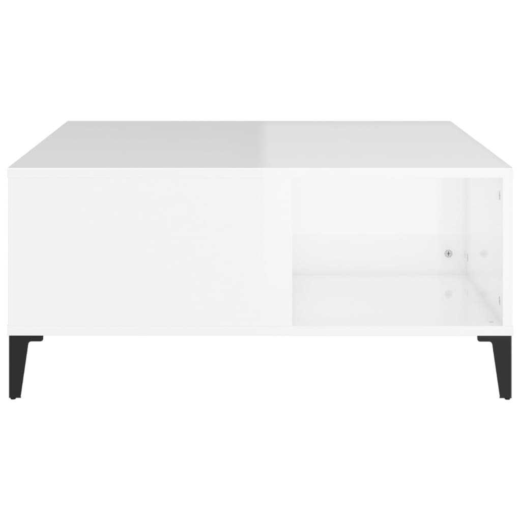 vidaXL Table basse blanc brillant 80x80x36,5 cm bois d'ingénierie