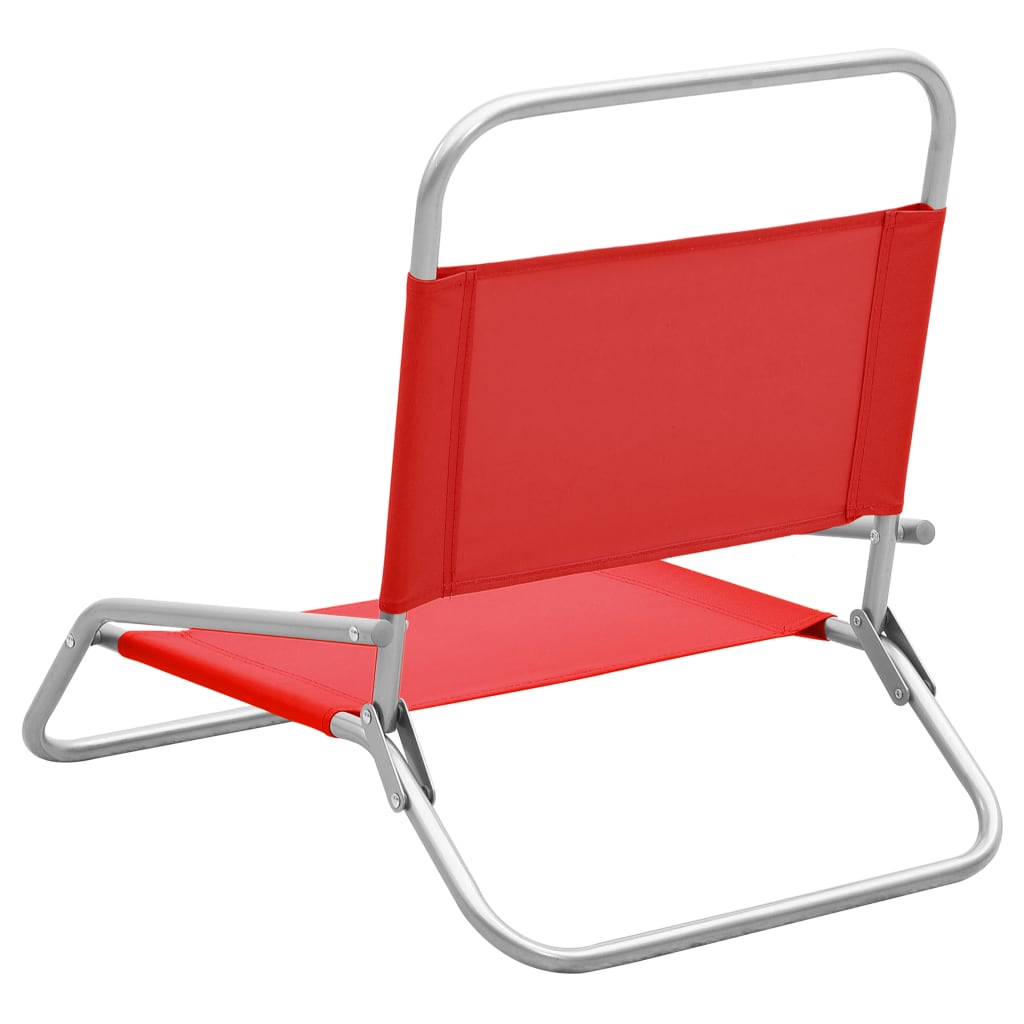 vidaXL Chaises de plage pliables 2 pcs Rouge Tissu