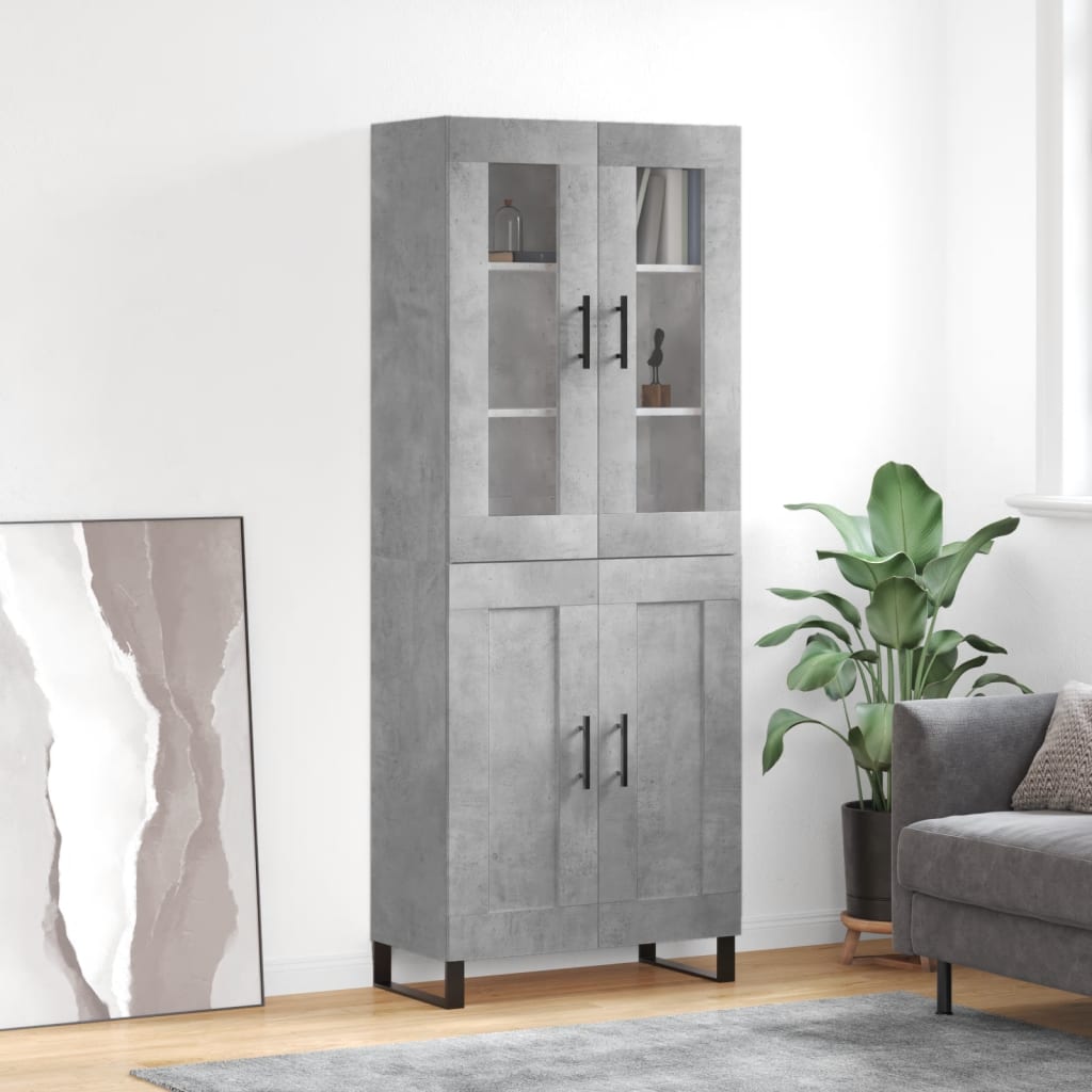 vidaXL Buffet haut Gris béton 69,5x34x180 cm Bois d'ingénierie