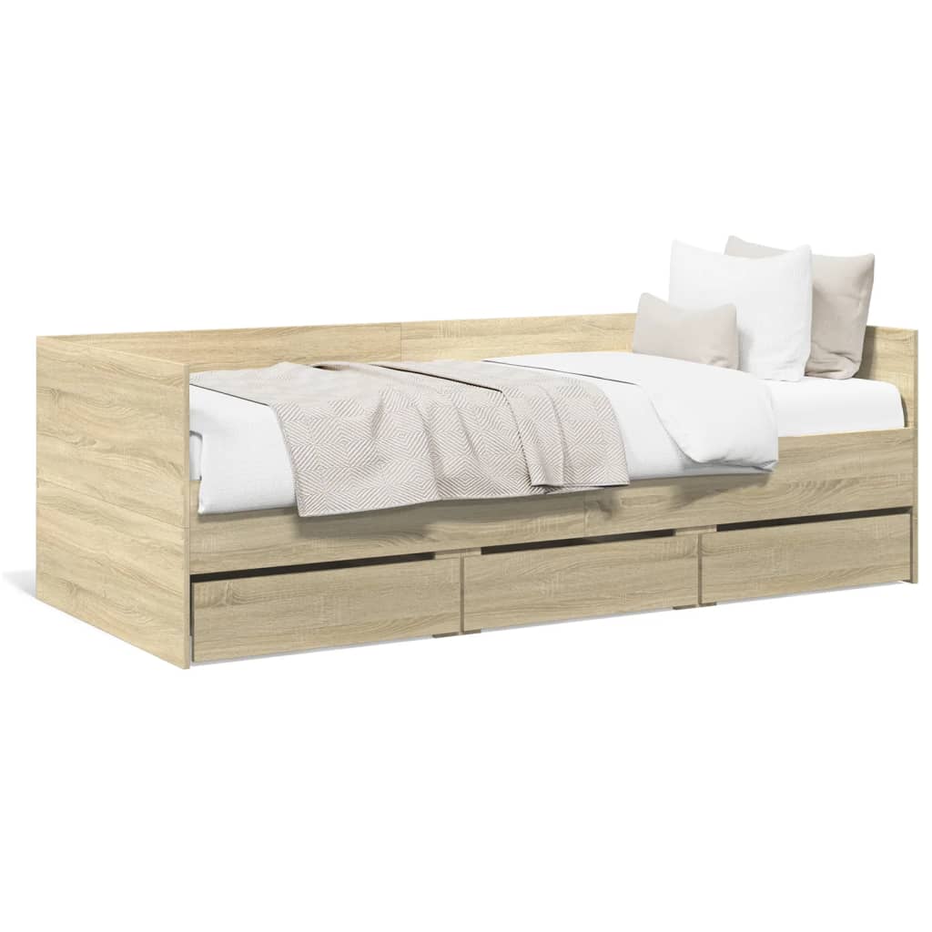 vidaXL Lit de jour avec tiroirs sans matelas chêne sonoma 75x190 cm