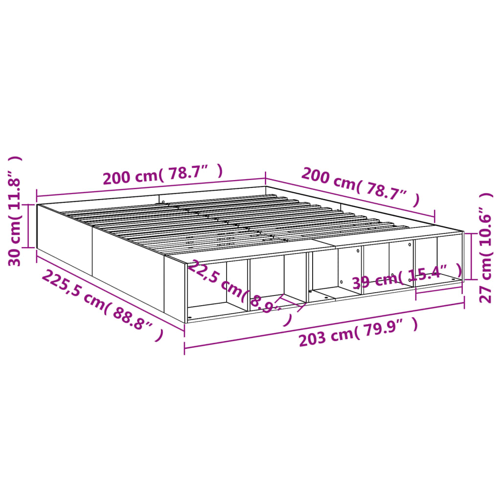 vidaXL Cadre de lit sans matelas blanc 200x200 cm