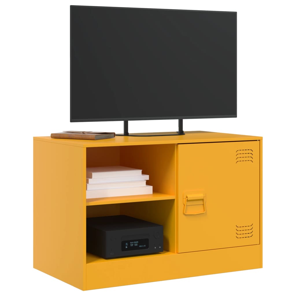 vidaXL Meuble TV jaune moutarde 67x39x44 cm acier