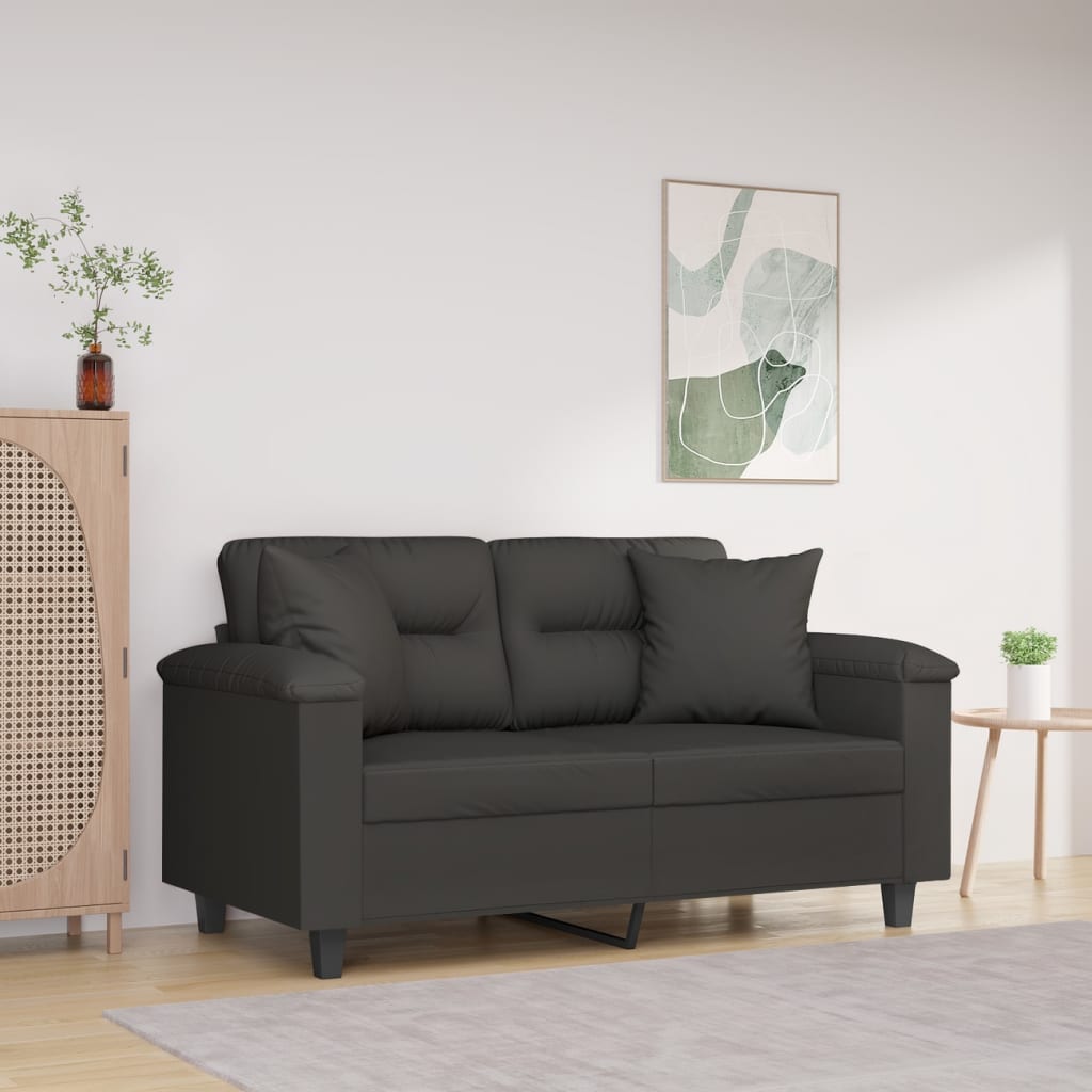 vidaXL Canapé 2 places avec oreillers et coussins Gris foncé 120 cm