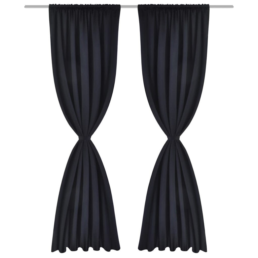 2 pcs Rideau Blackout Occultant Noir Tête à Fente 135 x 245 cm