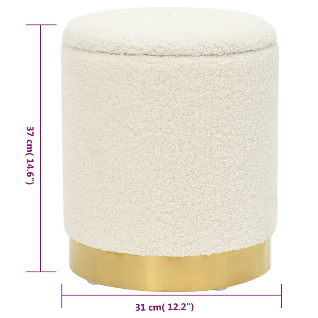 vidaXL Tabouret de rangement rond Blanc Molleton