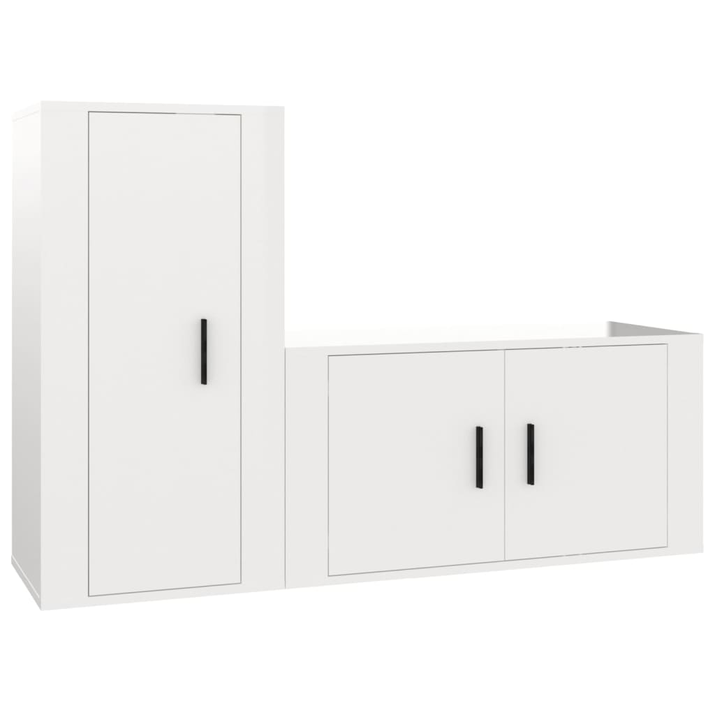 vidaXL Ensemble de meubles TV 2 pcs blanc brillant bois d'ingénierie