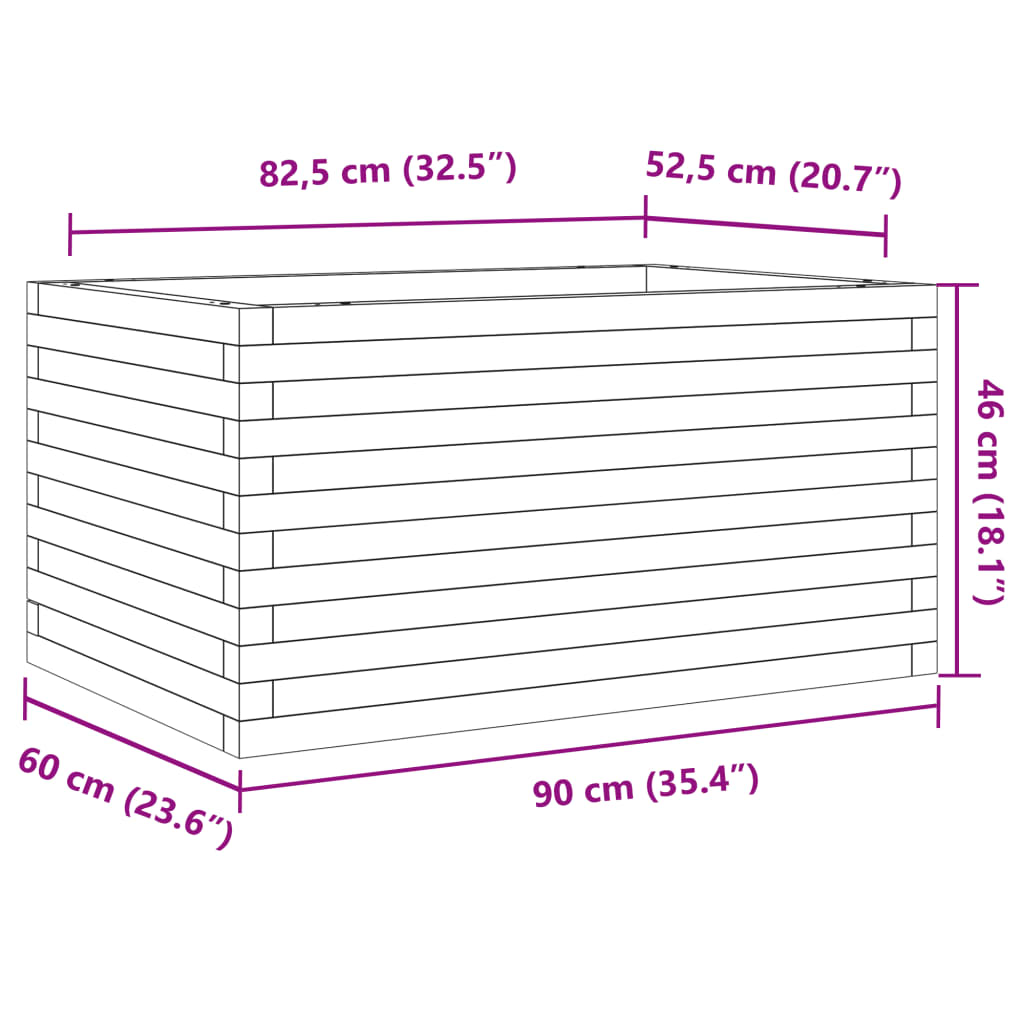 vidaXL Jardinière cire marron 90x60x46 cm bois de pin massif