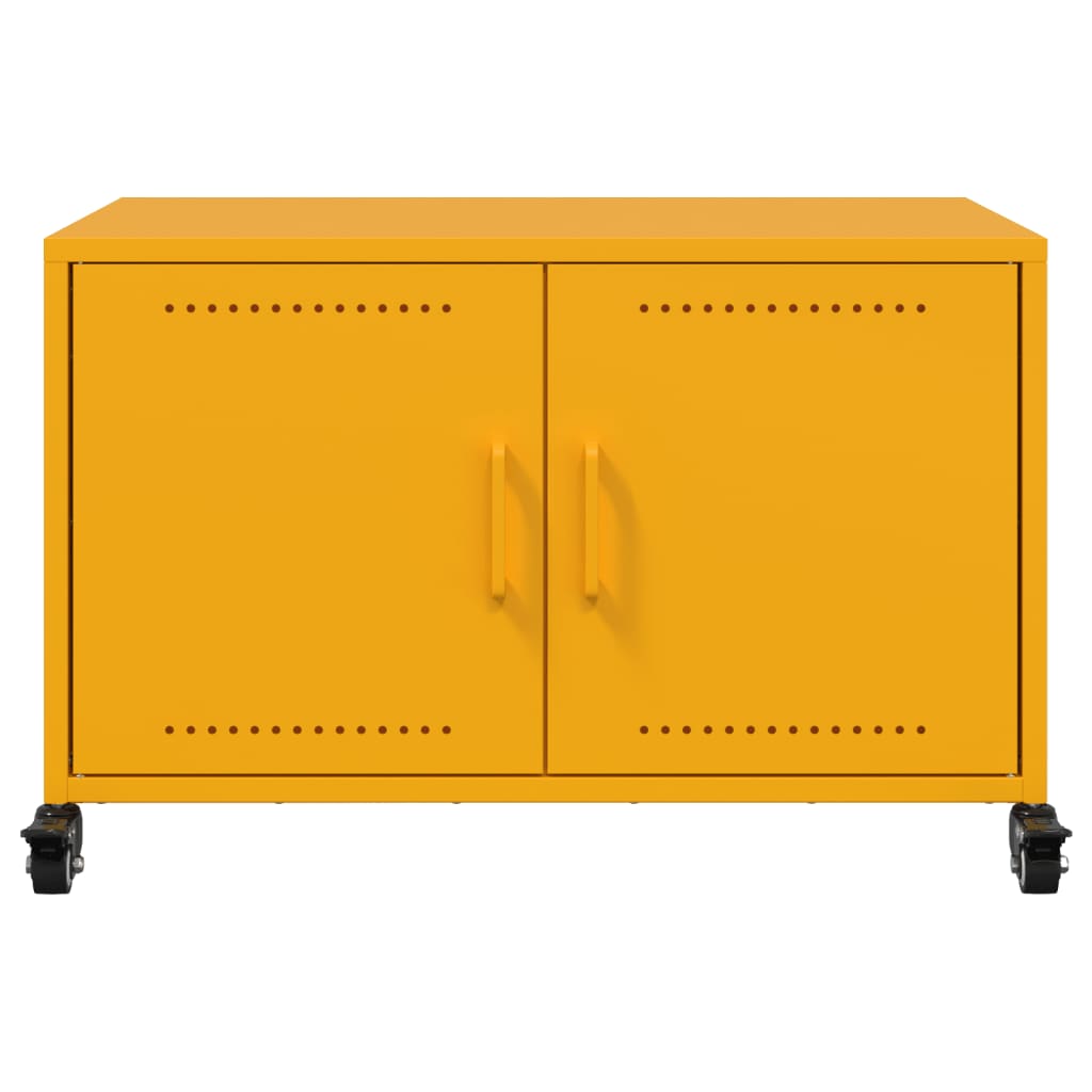 vidaXL Meuble TV jaune moutarde 68x39x43,5 cm acier