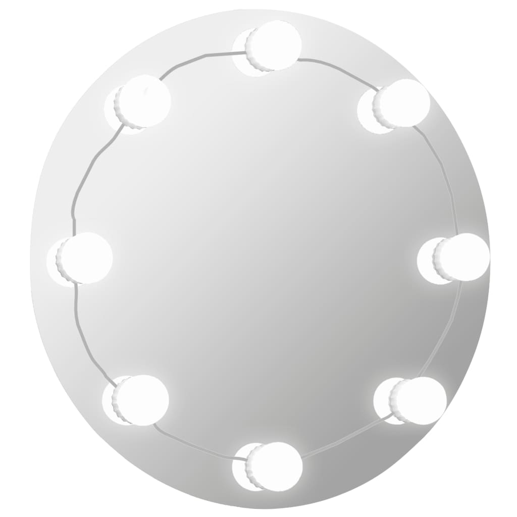 vidaXL Miroir mural sans cadre avec lampes LED Rond Verre