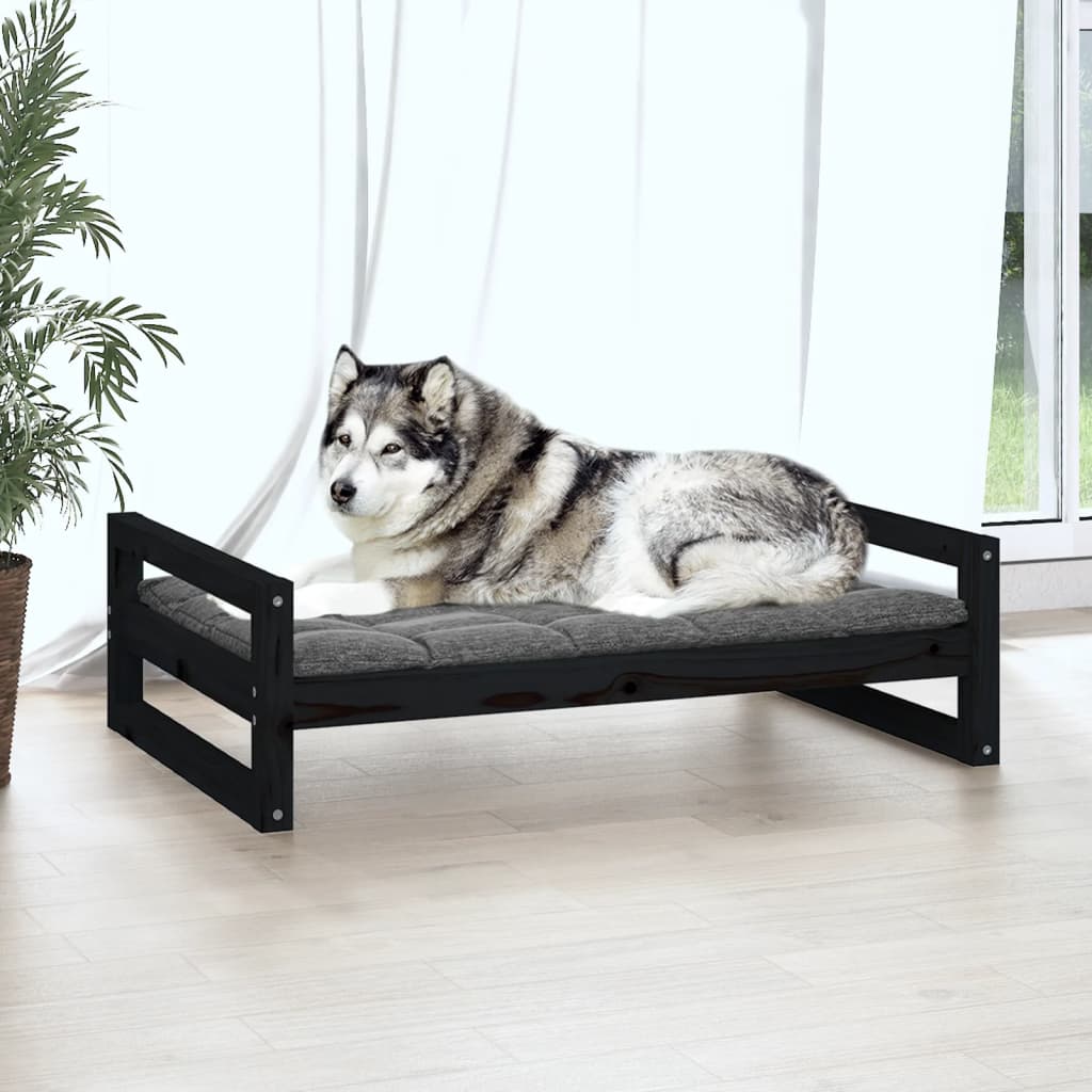 vidaXL Lit pour chien Noir 105,5x75,5x28 cm Bois de pin solide