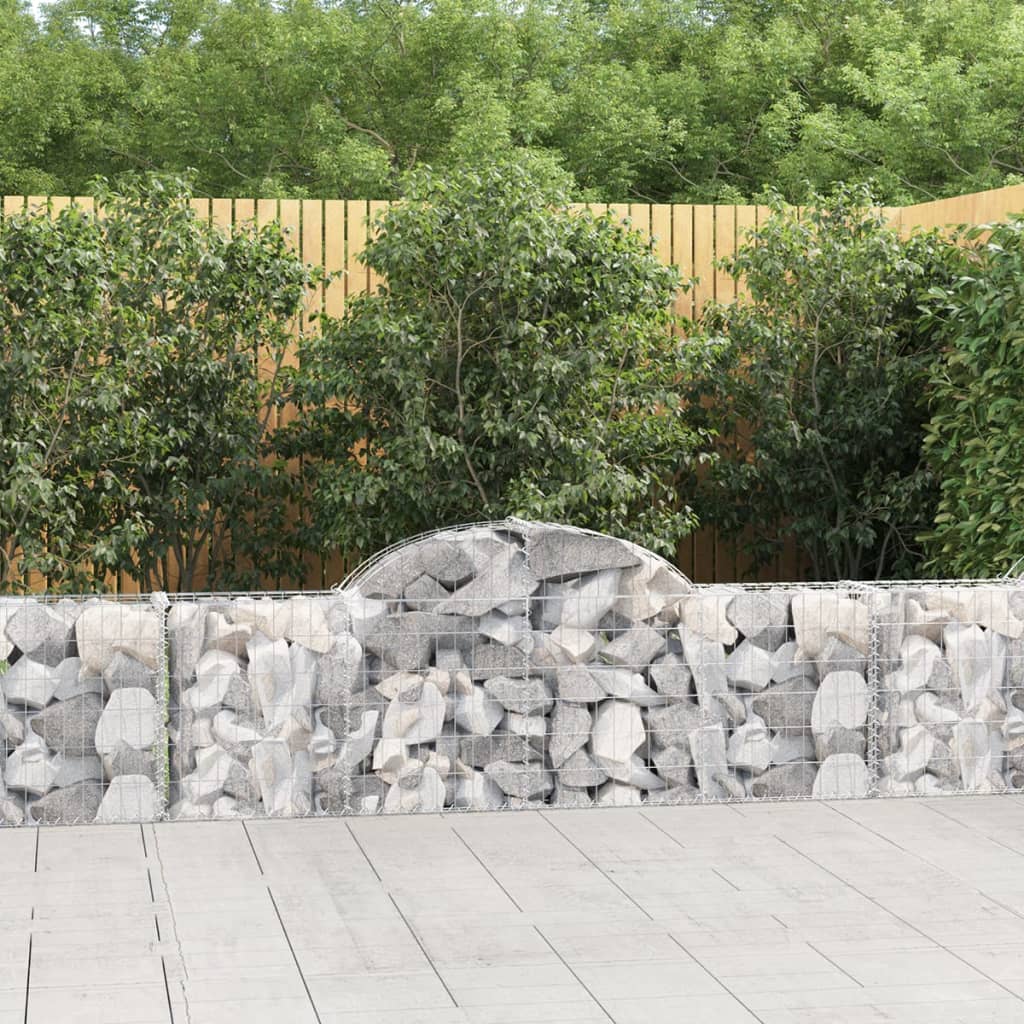 vidaXL Paniers à gabions arqués 10 pcs 200x30x60/80 cm Fer galvanisé