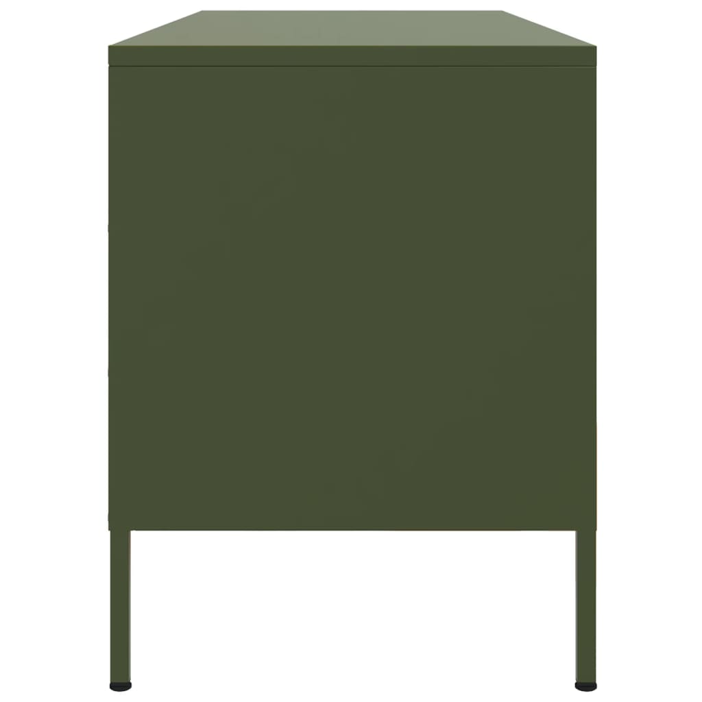 vidaXL Meuble TV vert olive 100,5x39x50,5 cm acier