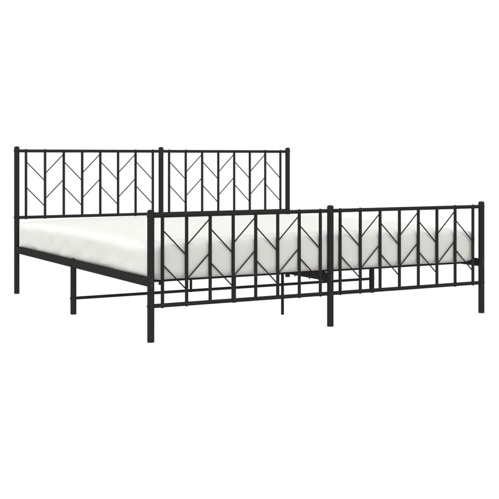 vidaXL Cadre de lit métal sans matelas avec pied de lit noir 193x203cm