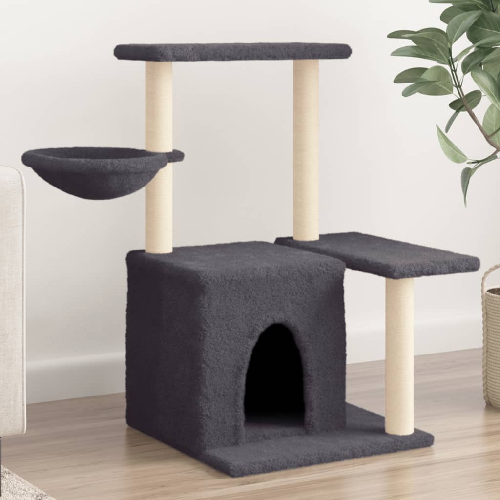 vidaXL Arbre à chat avec griffoirs en sisal Gris foncé 83 cm