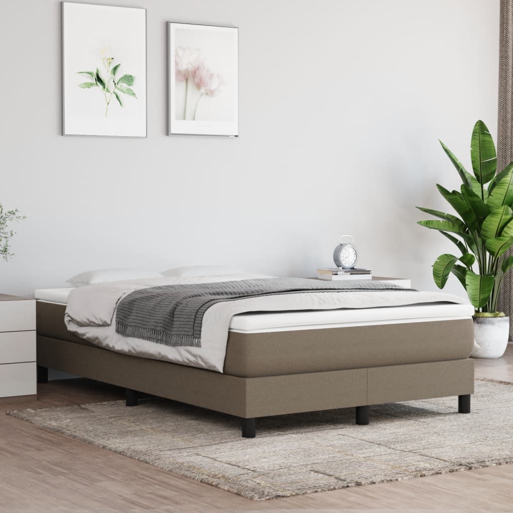 vidaXL Sommier à lattes de lit avec matelas taupe 120x190 cm tissu