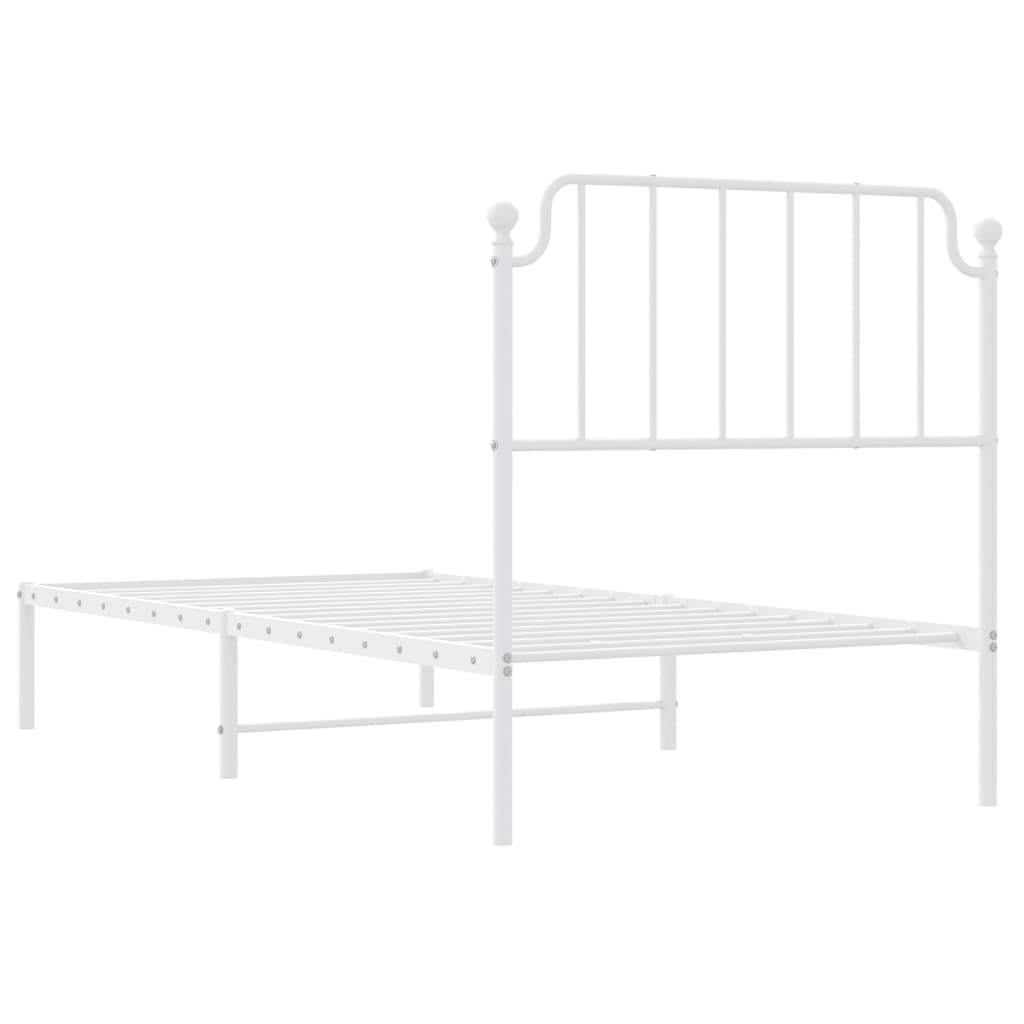 vidaXL Cadre de lit métal sans matelas avec tête de lit blanc 90x200cm