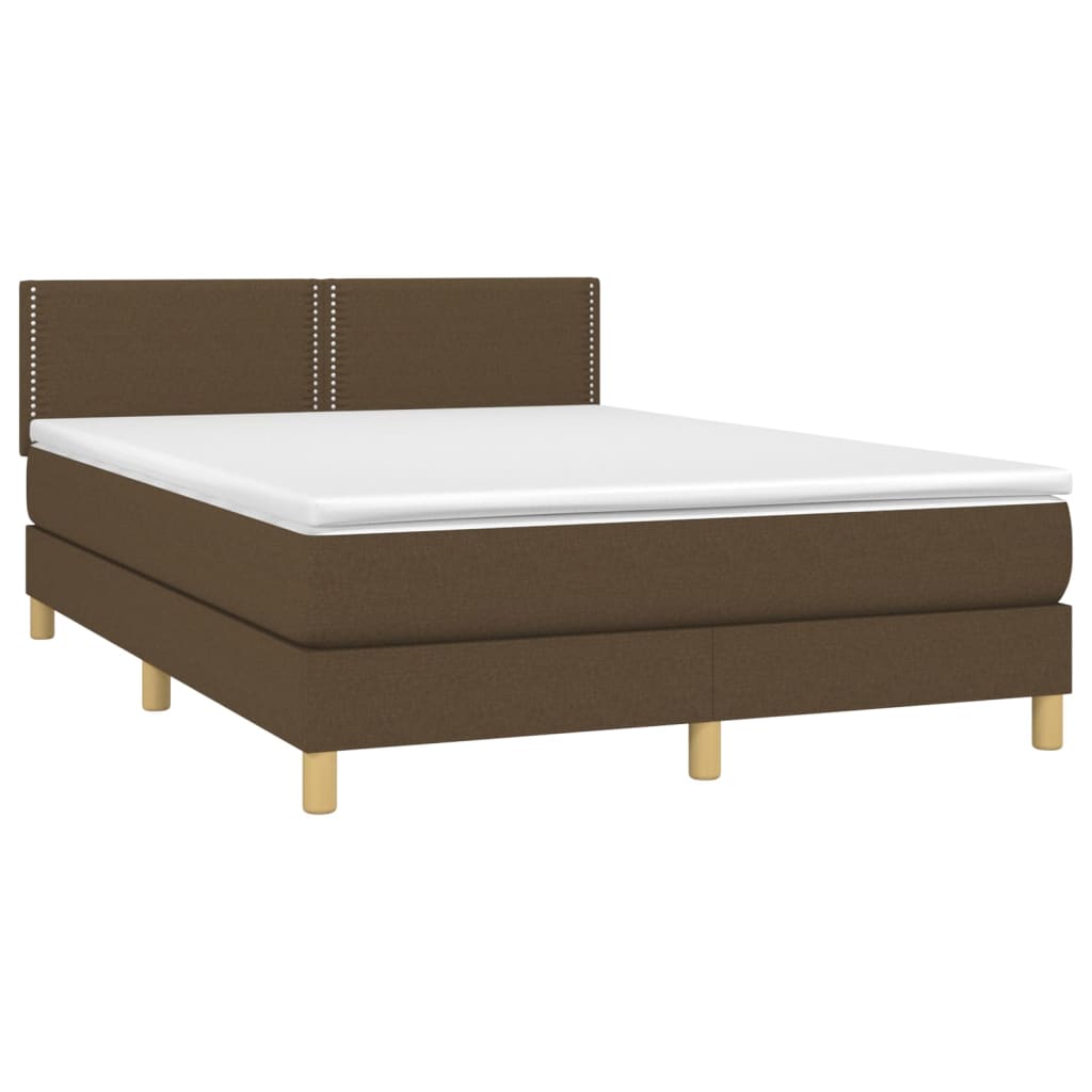 vidaXL Sommier à lattes de lit avec matelas Marron foncé 140x200 cm