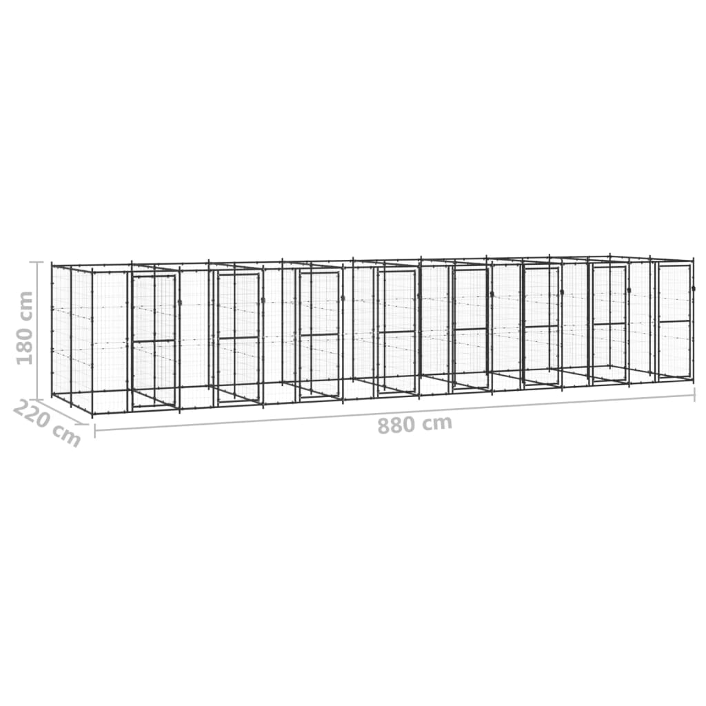 vidaXL Chenil extérieur Acier 19,36 m²