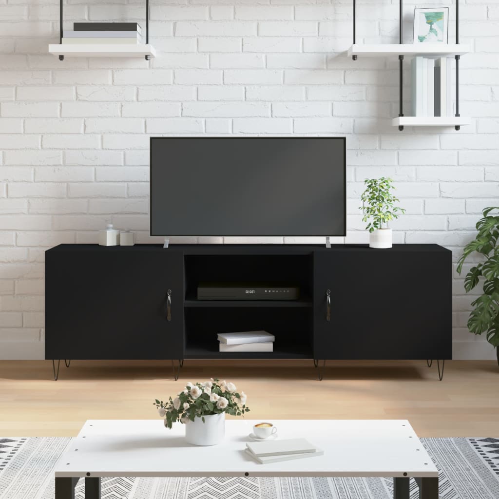 vidaXL Meuble TV noir 150x30x50 cm bois d'ingénierie