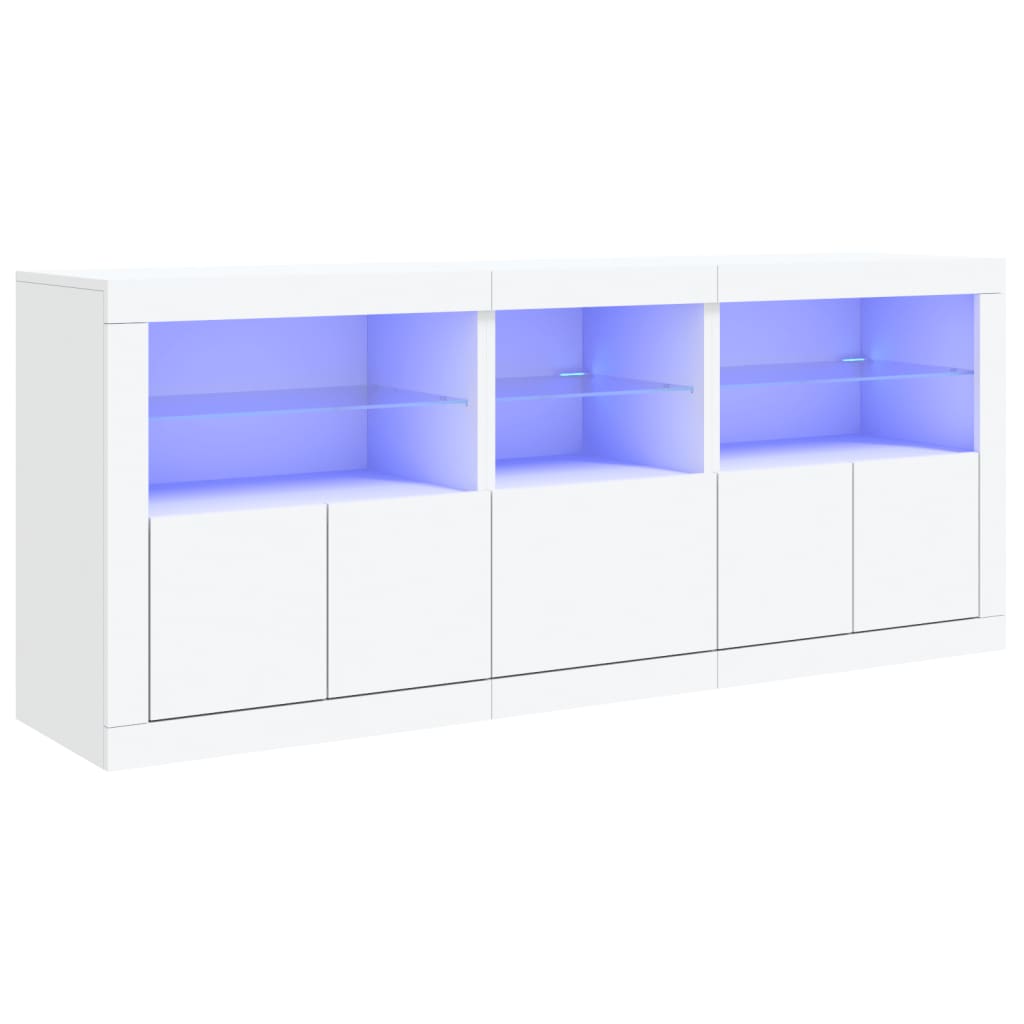 vidaXL Buffet avec lumières LED blanc 162x37x67 cm