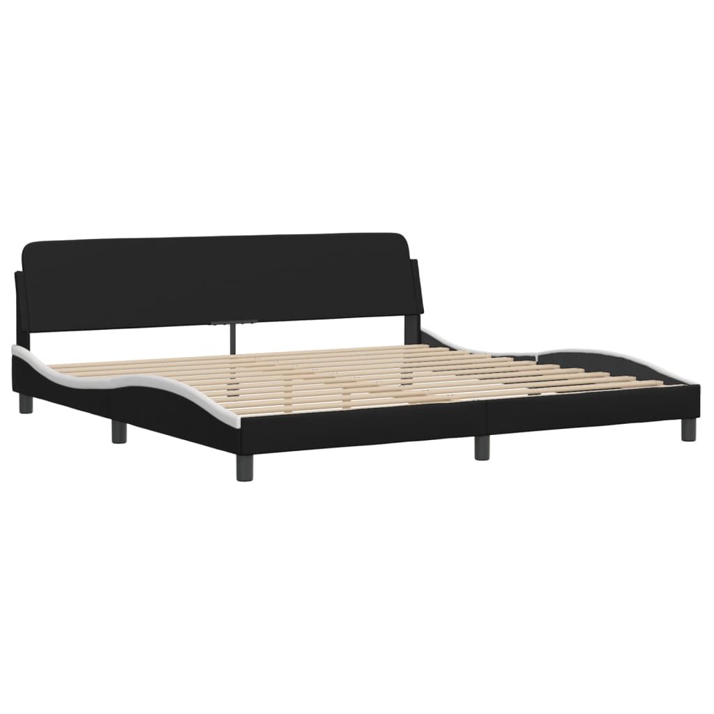 vidaXL Lit avec matelas noir et blanc 200x200 cm similicuir