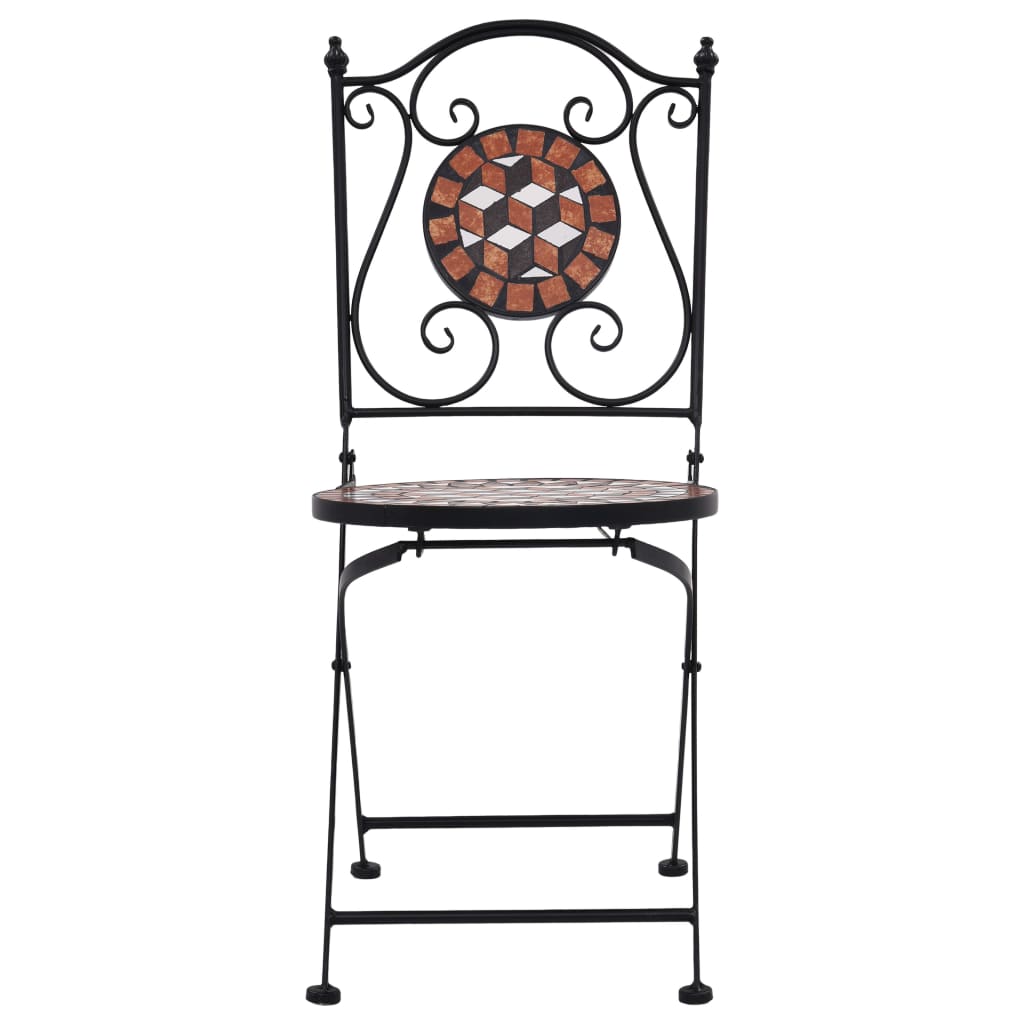 vidaXL Chaises de bistrot mosaïque lot de 2 Marron Céramique