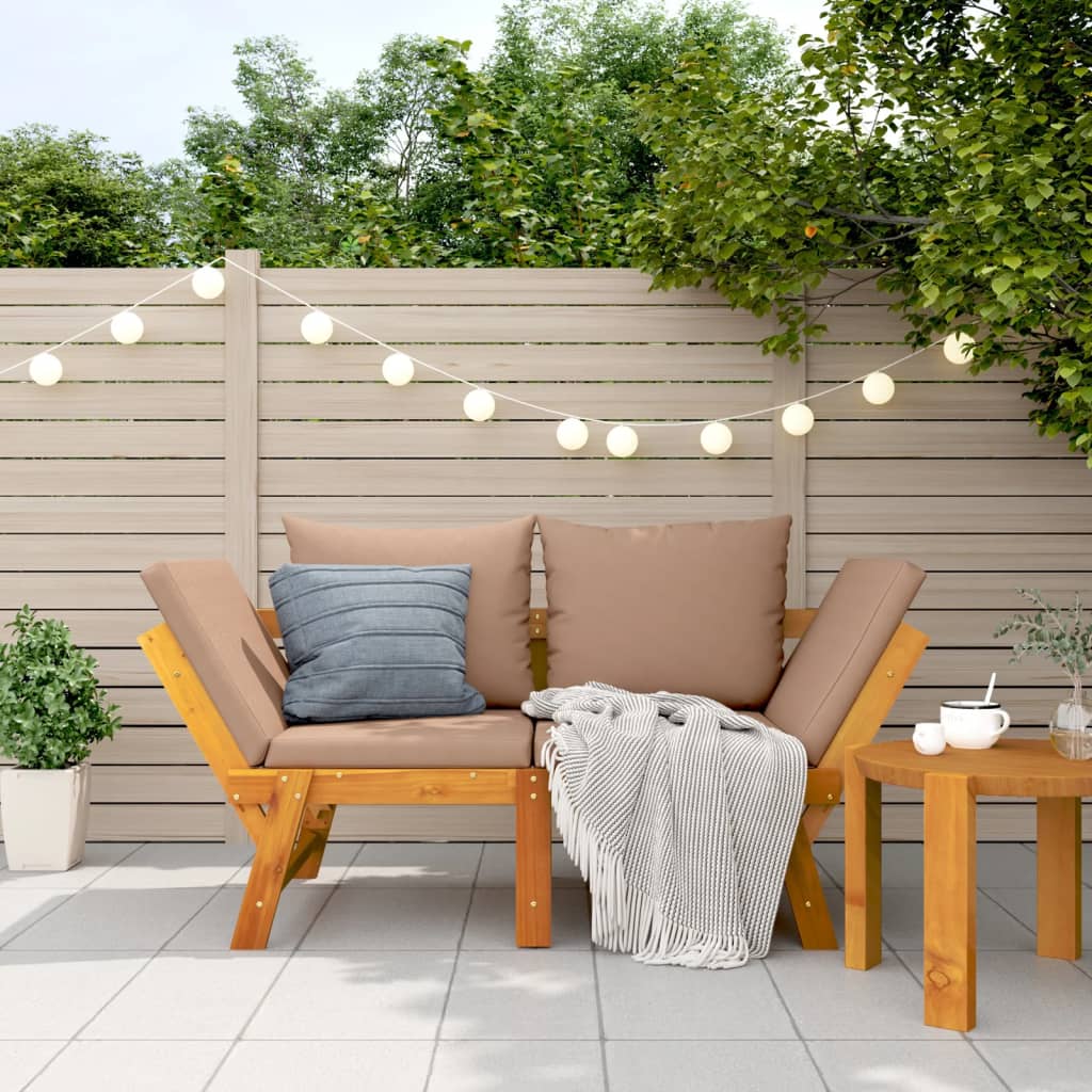 vidaXL Banc de jardin avec coussins 2 en 1 bois d'acacia massif