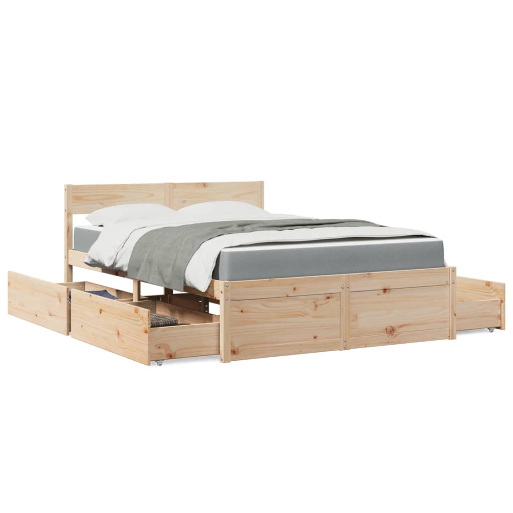 vidaXL Lit avec tiroirs et matelas 120x200 cm bois massif de pin