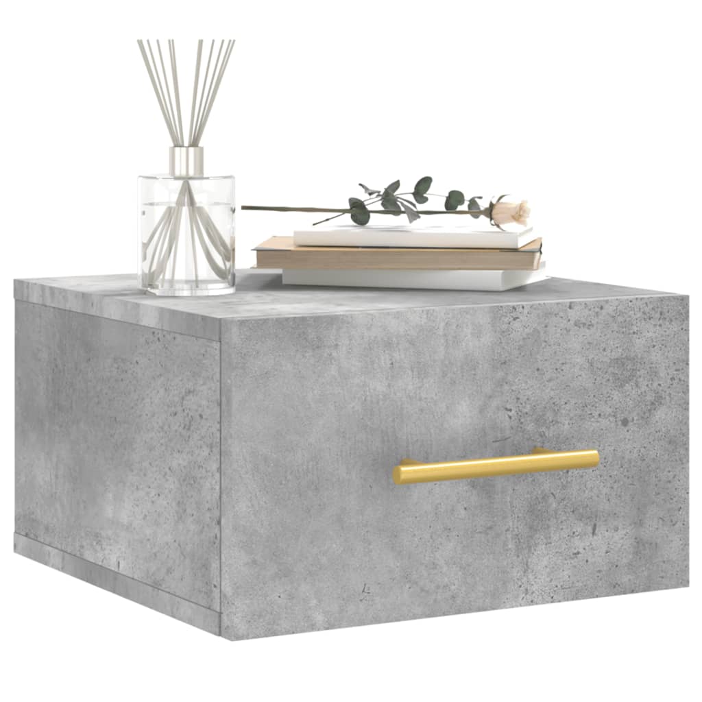 vidaXL Tables de chevet murales 2 pcs gris béton 35x35x20 cm