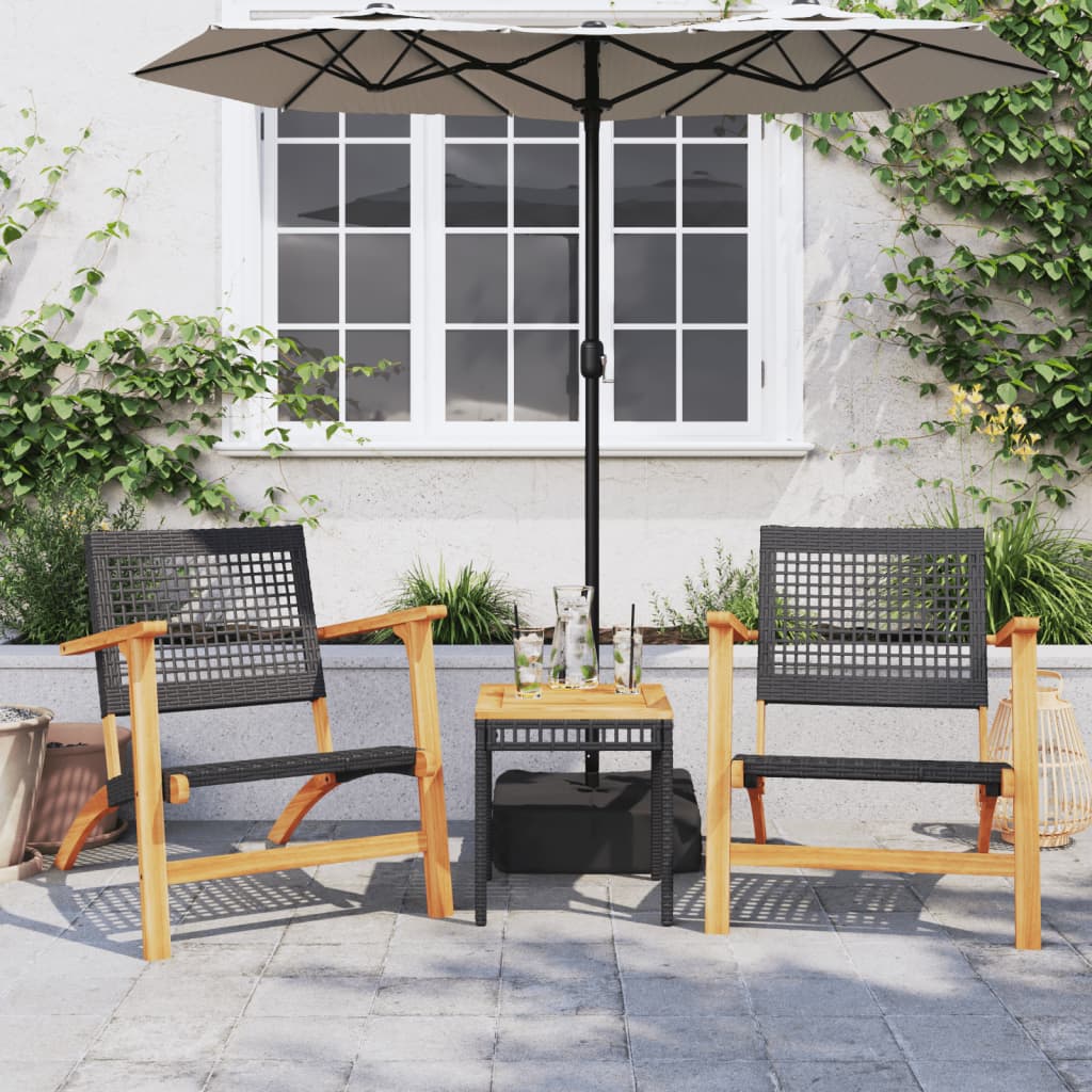 vidaXL Chaises de jardin lot de 2 noir résine tressée et bois d’acacia