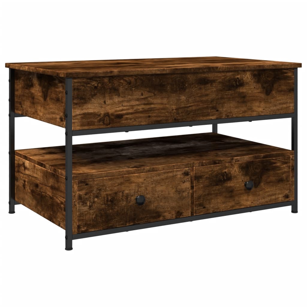 vidaXL Table basse chêne fumé 85x50x50 cm bois d'ingénierie et métal