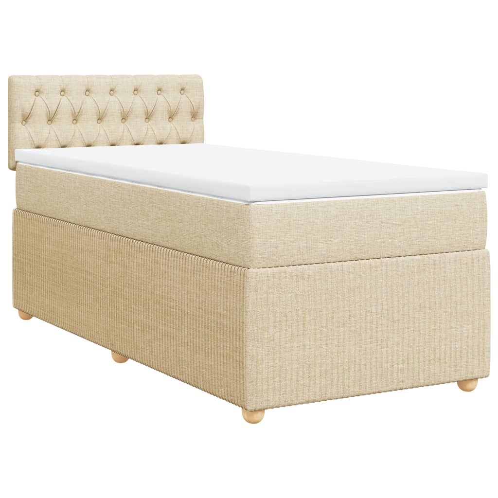 vidaXL Sommier à lattes de lit avec matelas Crème 90x200 cm Tissu