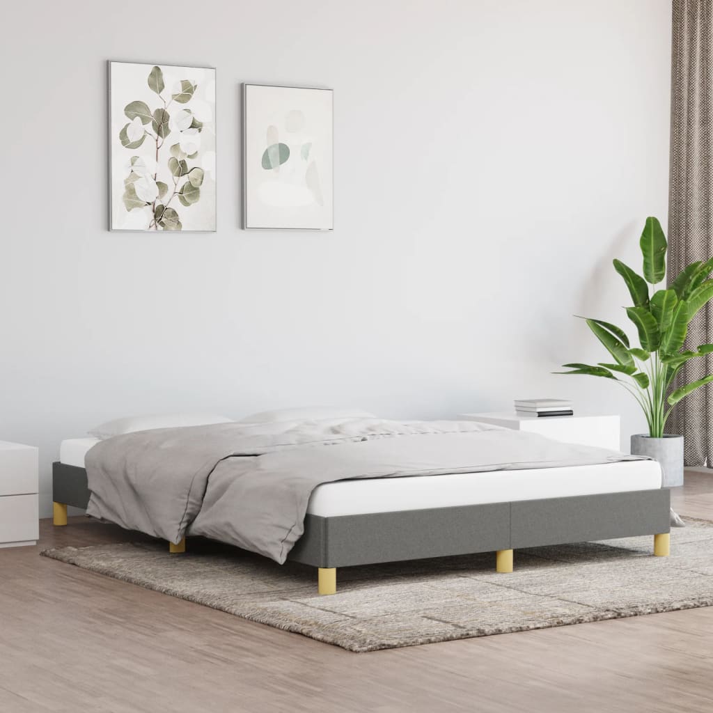 vidaXL Cadre de lit sans matelas gris foncé 140x200 cm tissu