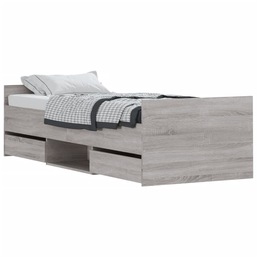 vidaXL Cadre de lit sans matelas sonoma gris 75x190 cm