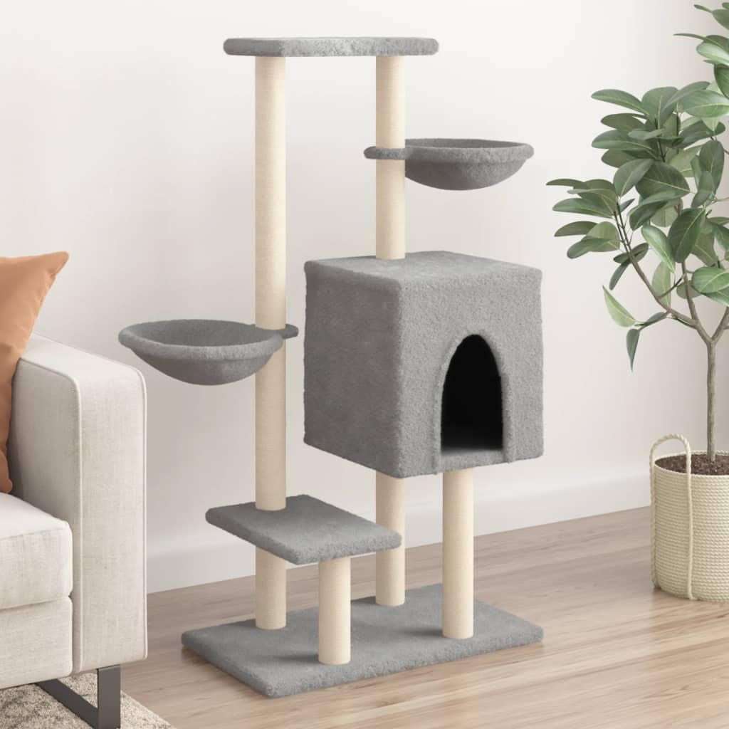 vidaXL Arbre à chat avec griffoirs en sisal gris clair 117 cm