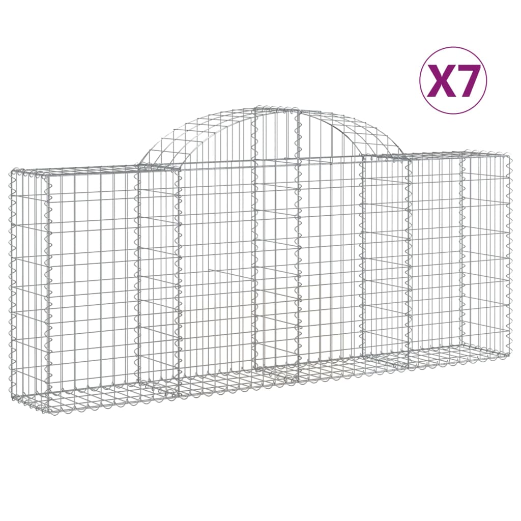 vidaXL Paniers à gabions arqués 7 pcs 200x30x80/100 cm Fer galvanisé