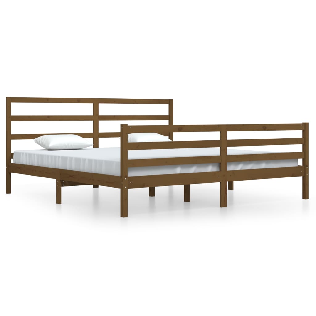 vidaXL Cadre de lit sans matelas marron miel bois pin massif 200x200cm