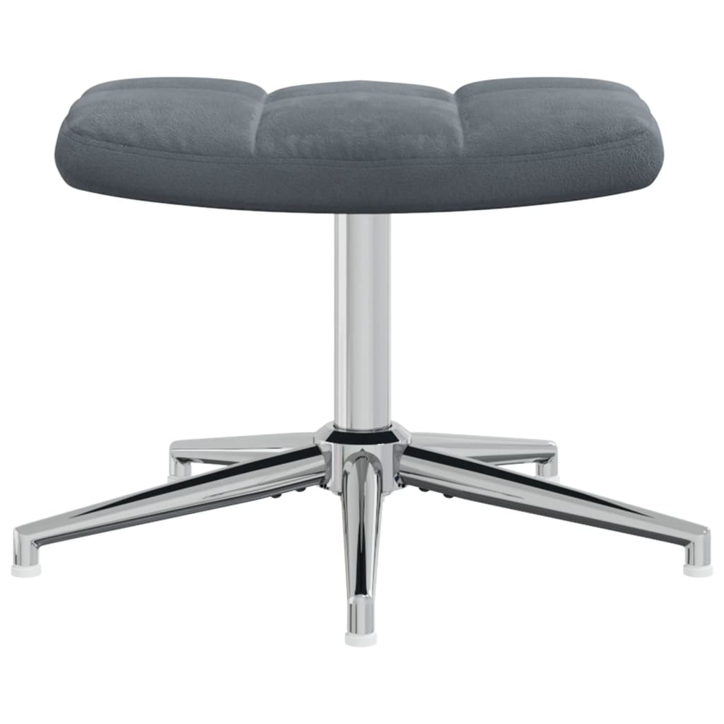 vidaXL Chaise de relaxation avec tabouret Gris foncé Velours