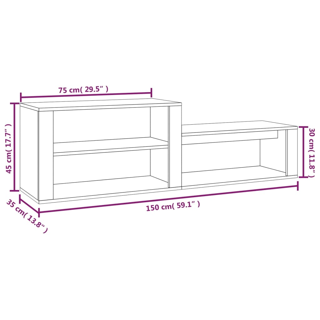 vidaXL Armoire à chaussures Chêne marron 150x35x45cm Bois d'ingénierie