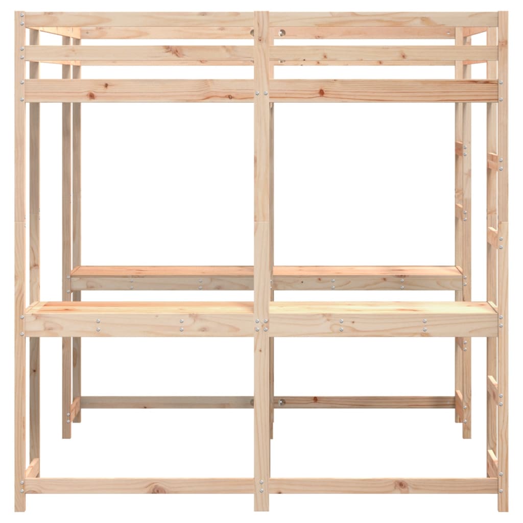 vidaXL Lit superposé et bureau et échelle 140x200cm bois de pin massif