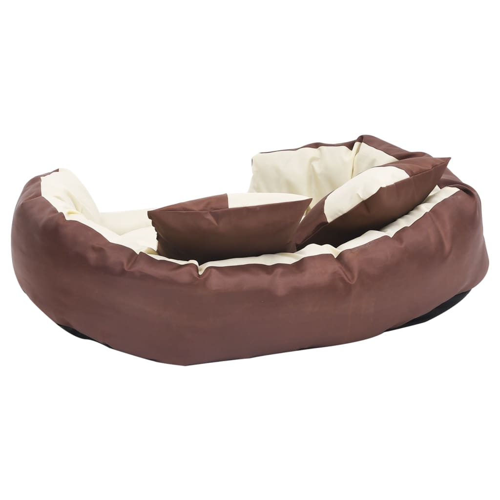 vidaXL Coussin réversible lavable de chien Marron et crème 85x70x20 cm