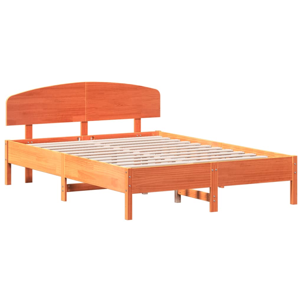 vidaXL Cadre de lit et tête de lit cire marron 120x200 cm bois de pin