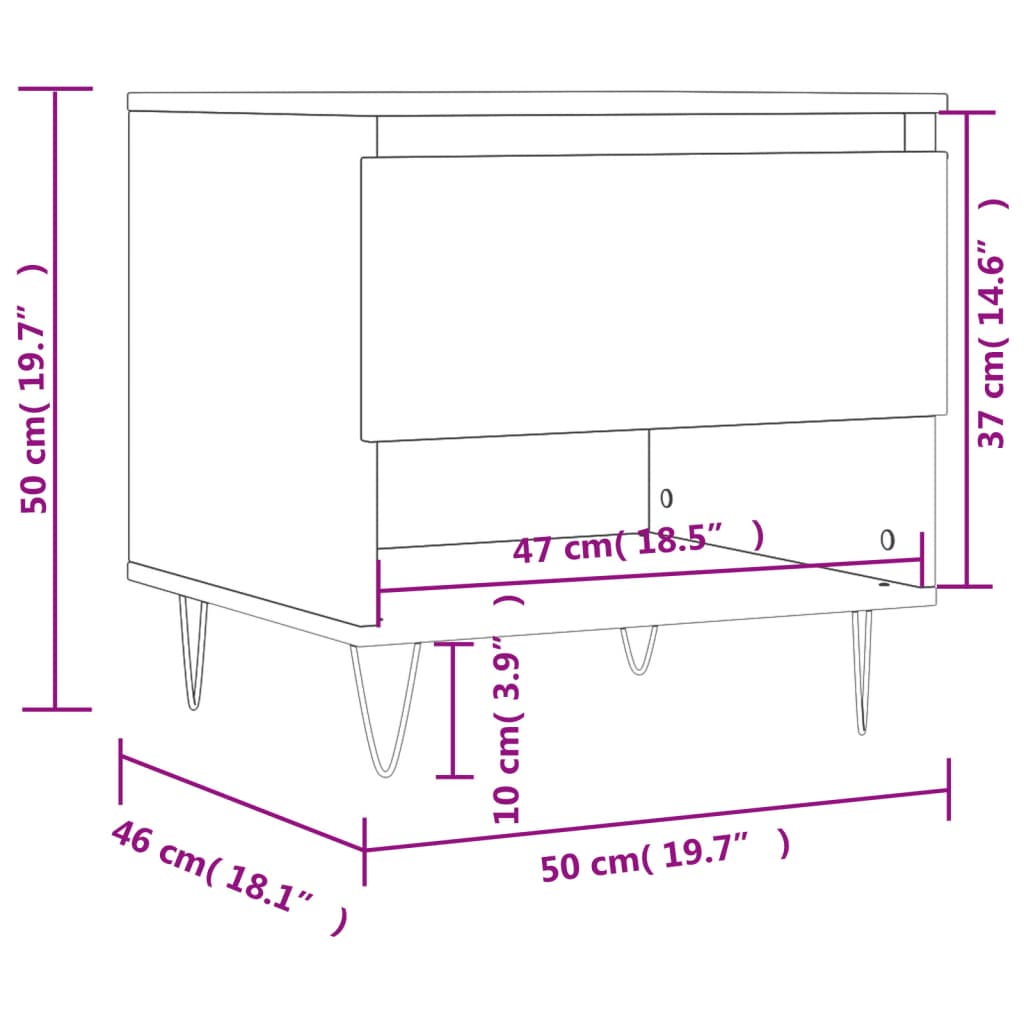 vidaXL Tables basses 2 pcs noir 50x46x50 cm bois d'ingénierie