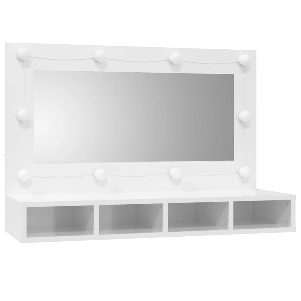 vidaXL Armoire à miroir avec LED Blanc brillant 90x31,5x62 cm