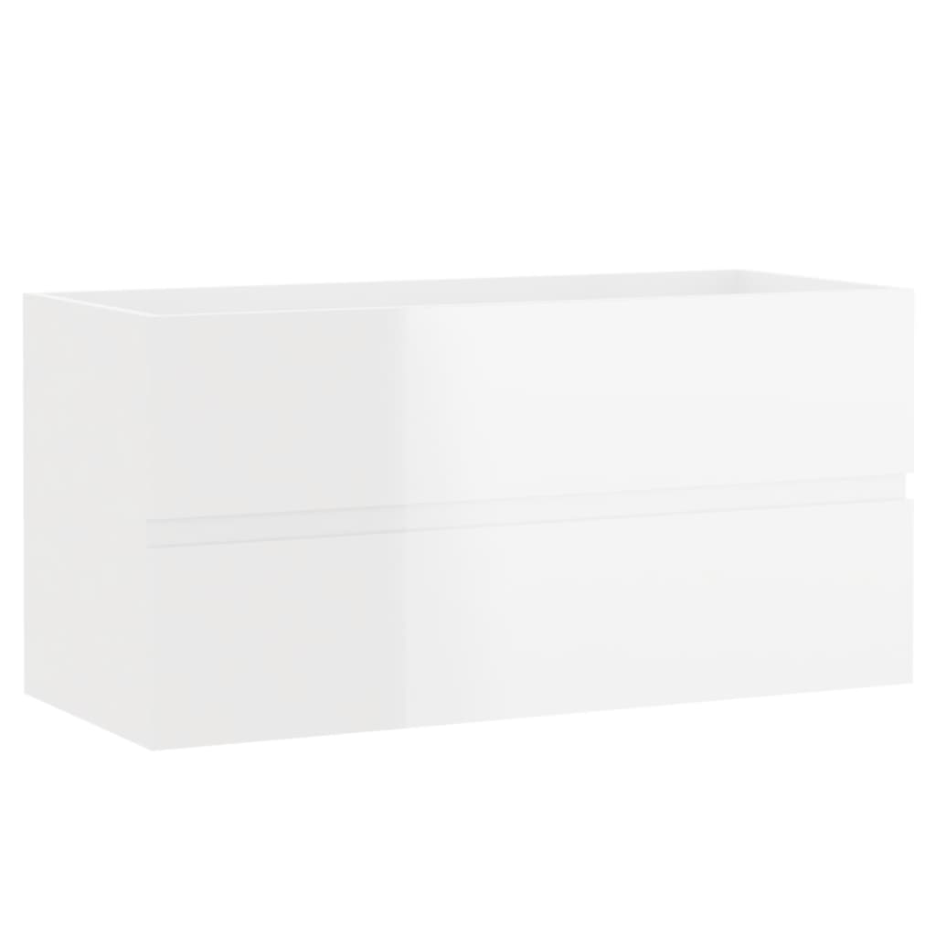 vidaXL Armoire d'évier avec lavabo intégré Blanc brillant