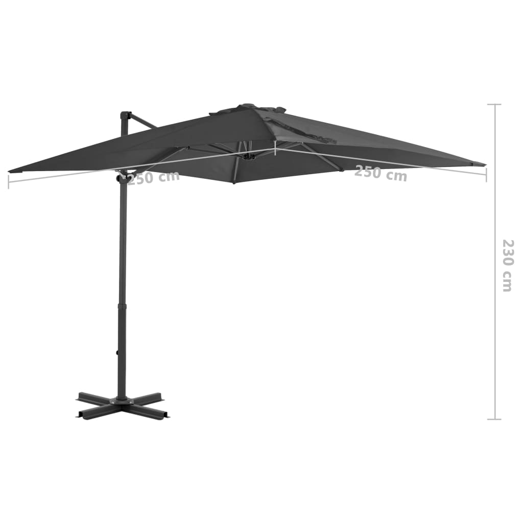 vidaXL Parasol de jardin en porte-à-faux et poteau en aluminium