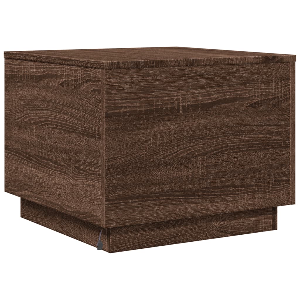 vidaXL Table basse avec lumières LED chêne marron 50x50x40 cm