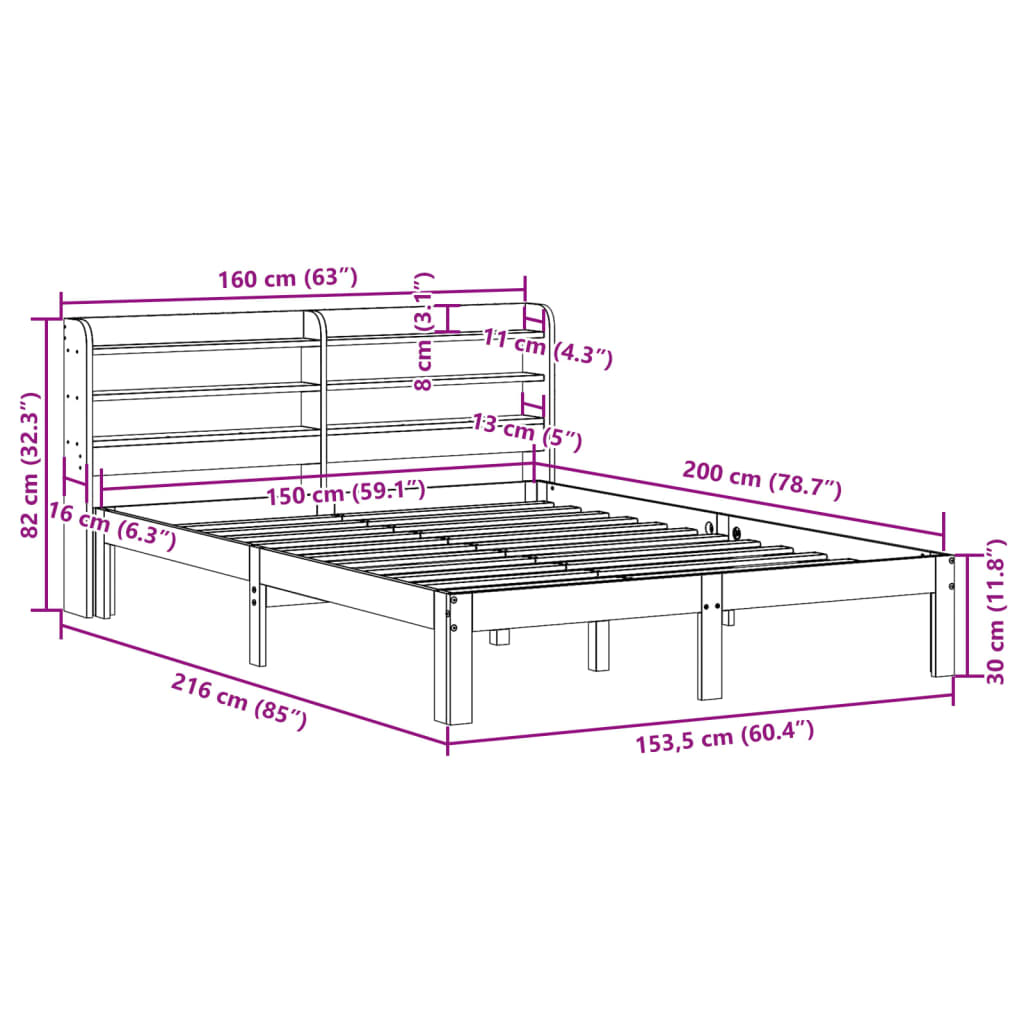 vidaXL Cadre de lit avec tête de lit sans matelas blanc 150x200 cm