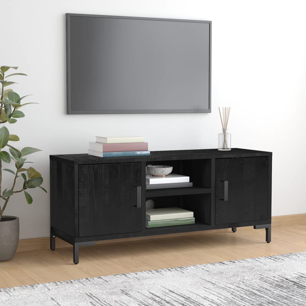 vidaXL Meuble TV Noir 110x35x48 cm Bois de pin massif