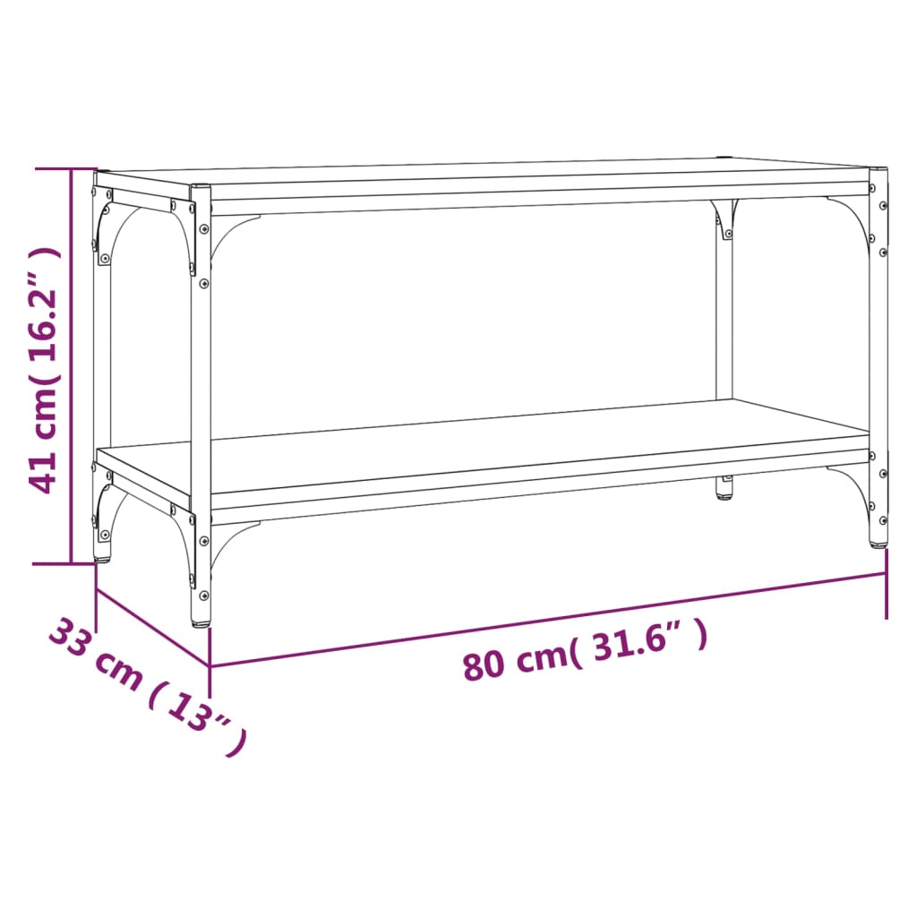 vidaXL Meuble TV Noir 80x33x41 cm Bois d'ingénierie et acier